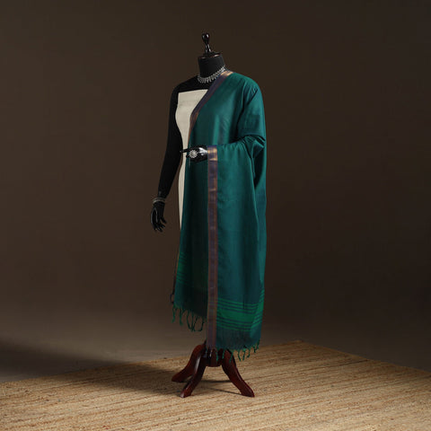 Cotton plain dupatta with thread border 39 - handcrafted