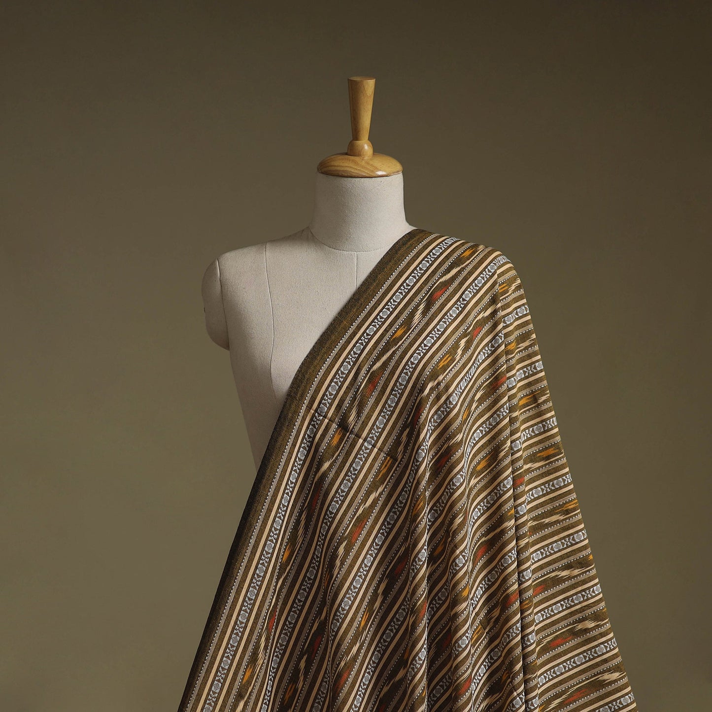 Cotton pochampally dabi ikat fabric 10 - handcrafted