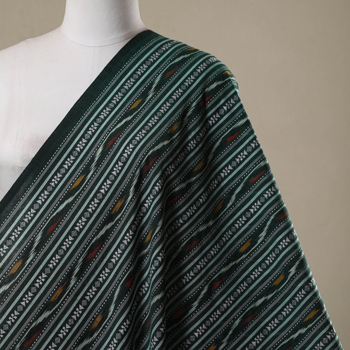 Cotton pochampally dabi ikat fabric 19 - handcrafted