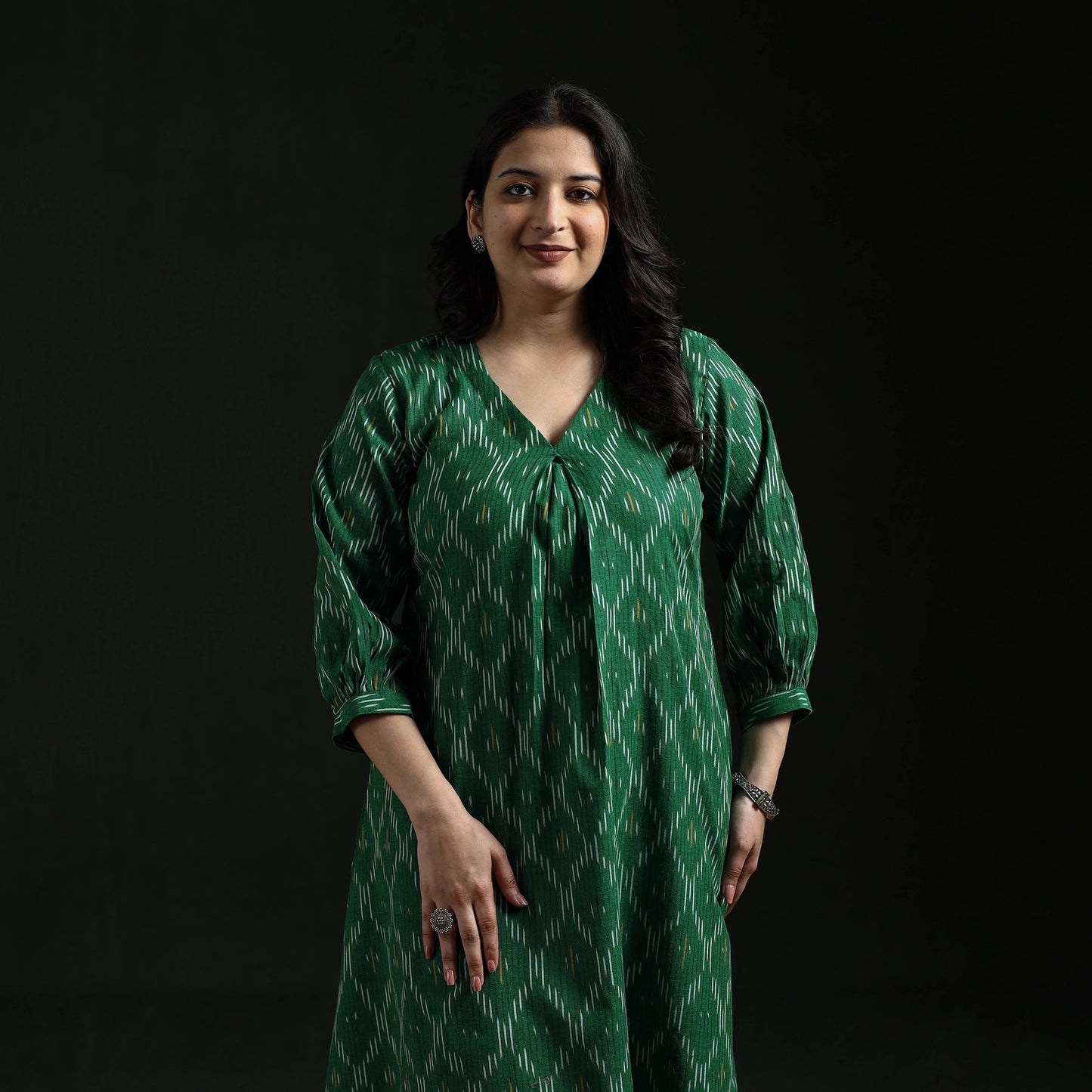 Cotton pochampally ikat dress 11 - handcrafted