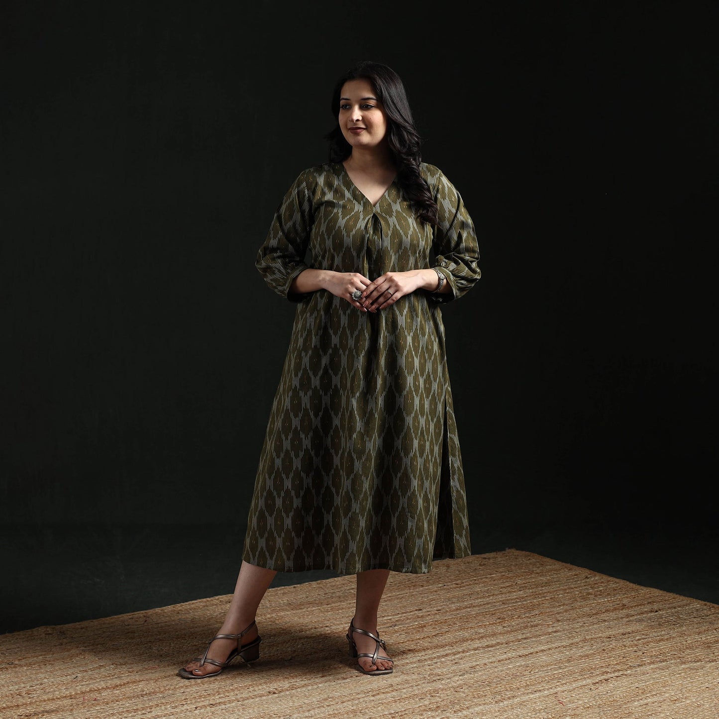 Cotton pochampally ikat dress 12 - handcrafted