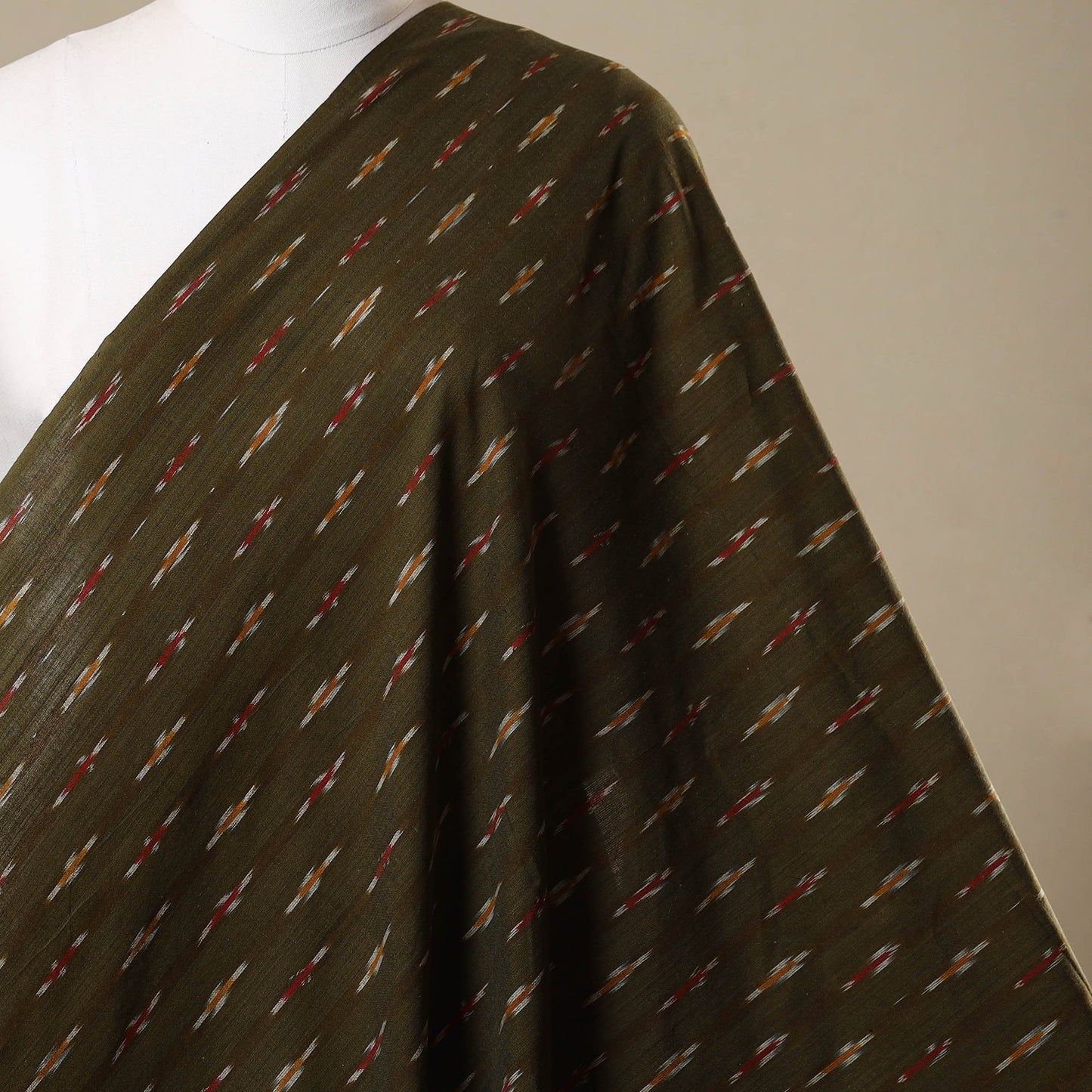 Green - cotton pochampally ikat fabric 06 - handcrafted