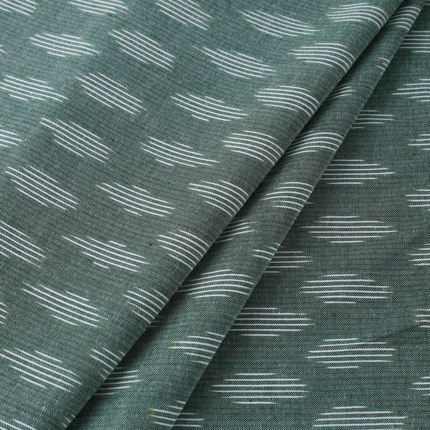 Green Cotton Pochampally Ikat Fabric