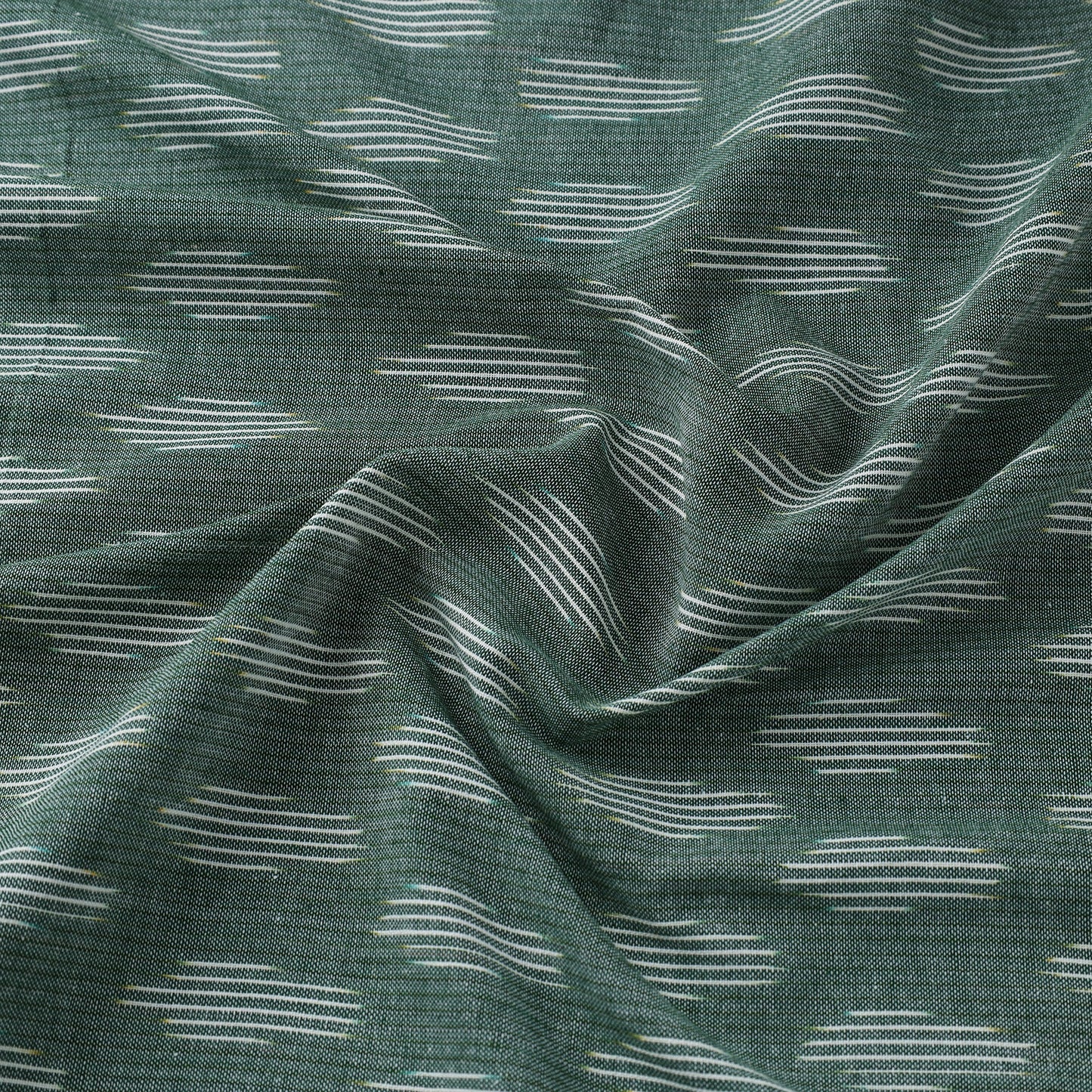 Green Cotton Pochampally Ikat Fabric