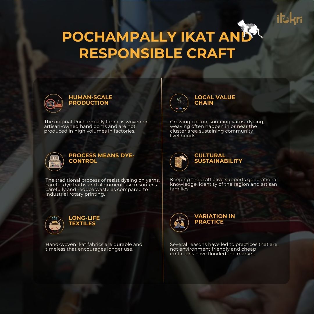 Cotton pochampally ikat fabric 08 - handcrafted