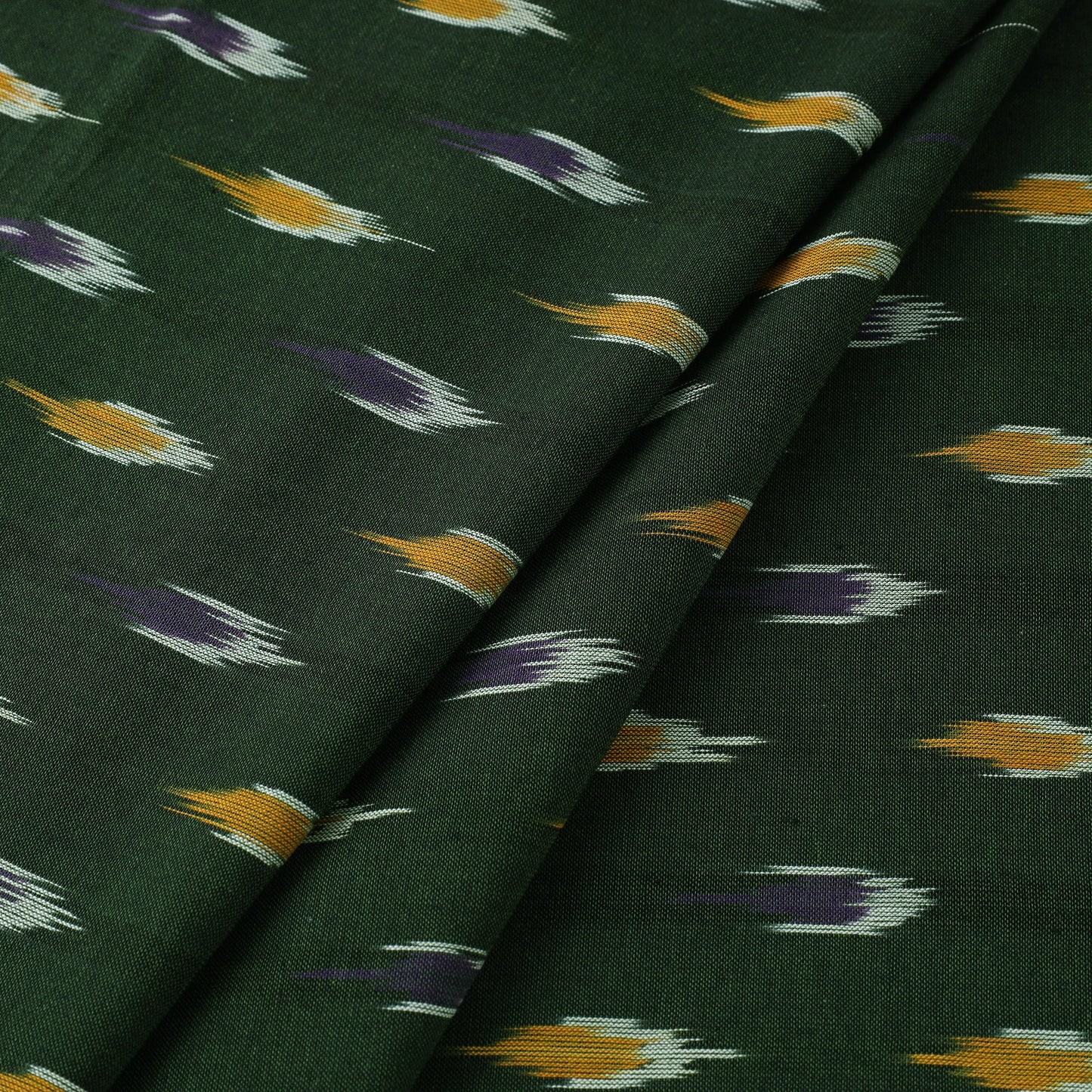 Green Cotton Pochampally Ikat Fabric