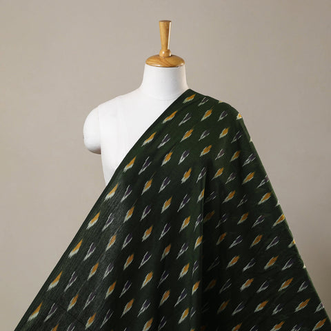 Green Cotton Pochampally Ikat Fabric