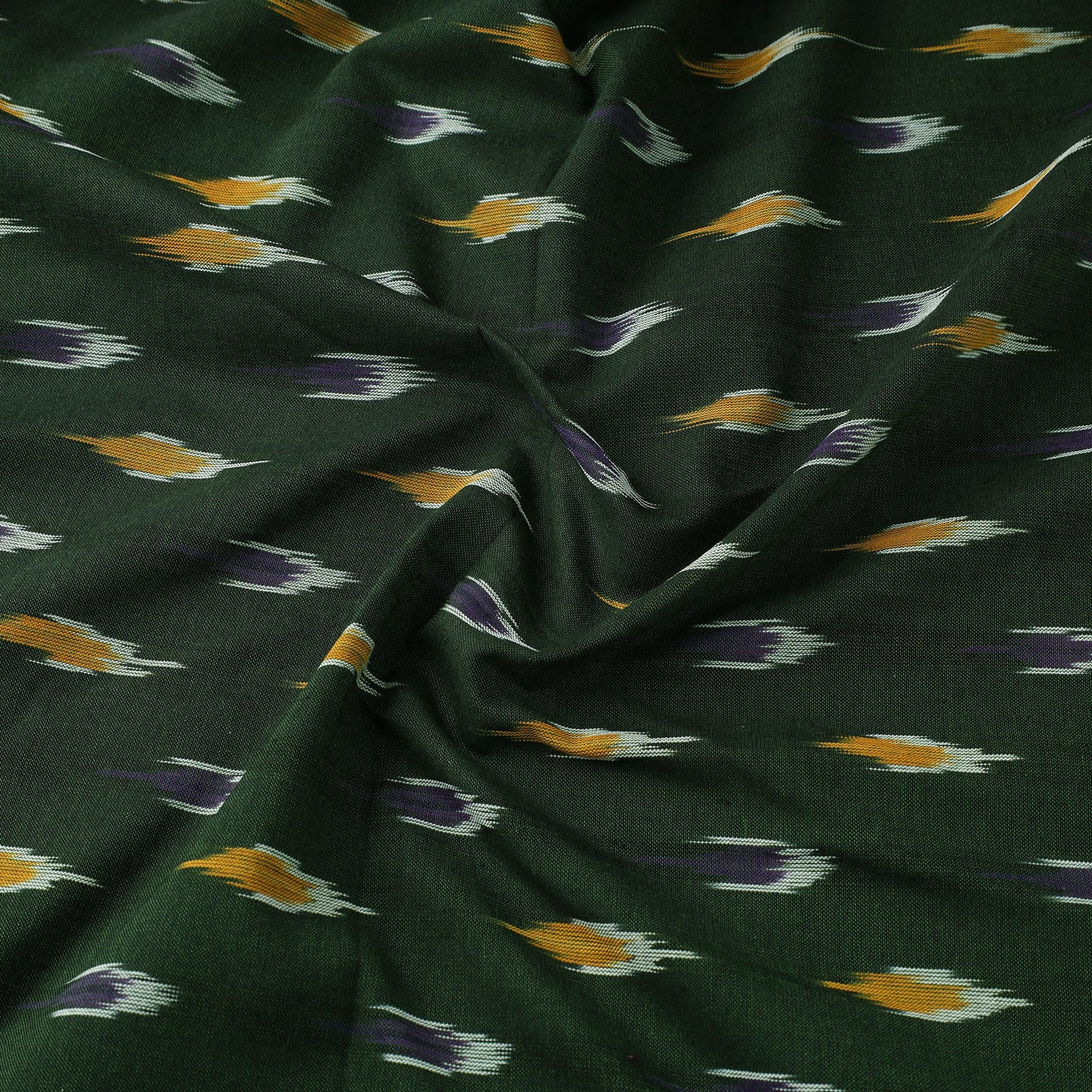 Green Cotton Pochampally Ikat Fabric