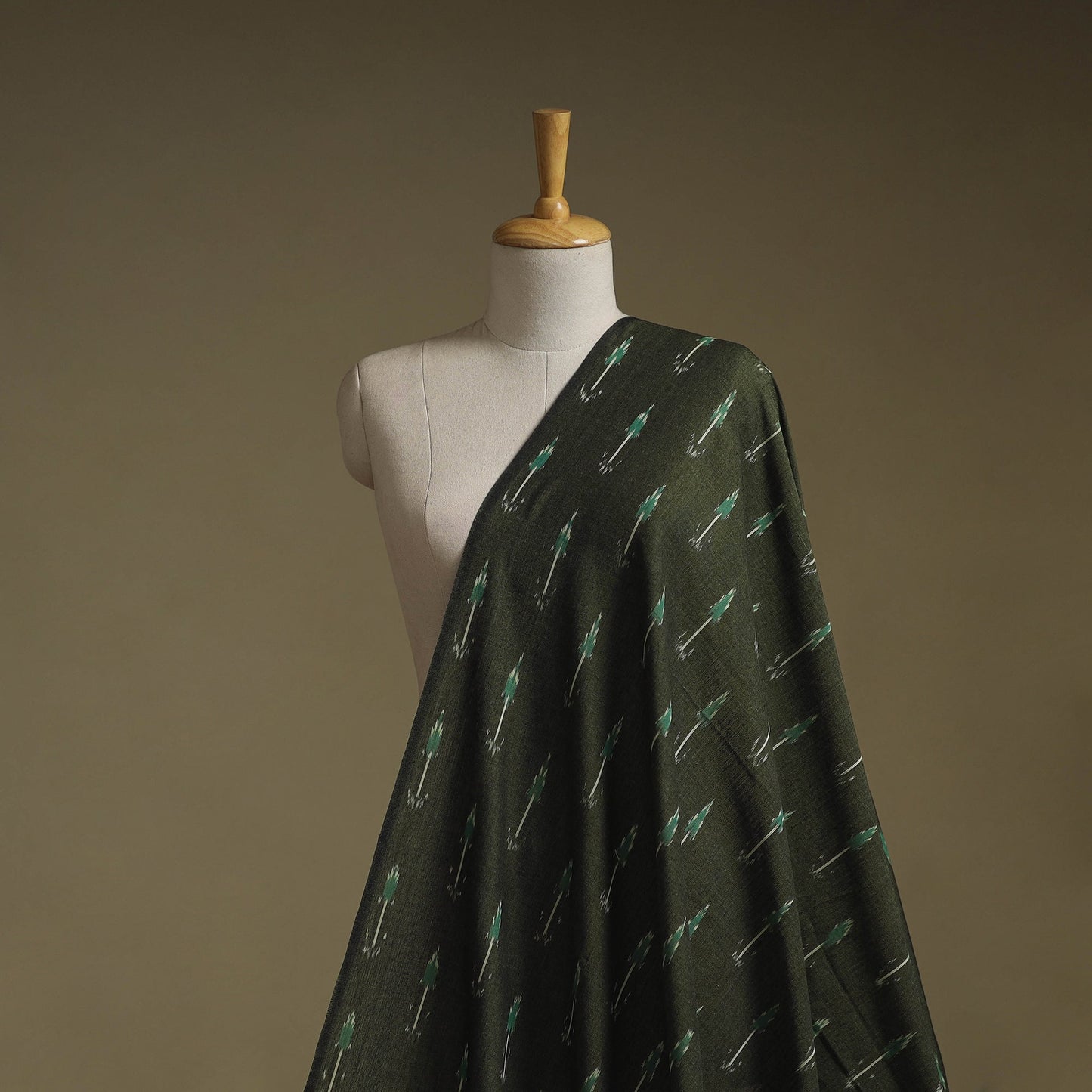 Green - cotton pochampally ikat fabric 10 - handcrafted