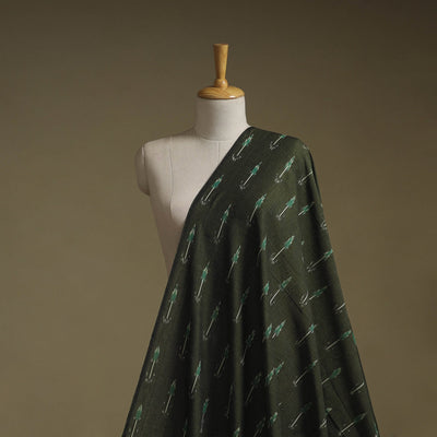 Green - cotton pochampally ikat fabric 10 - handcrafted