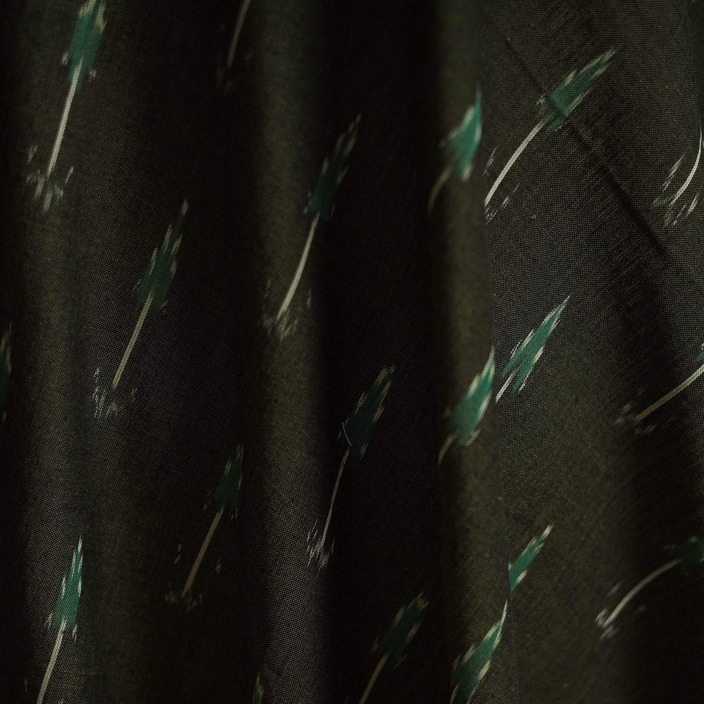 Green - cotton pochampally ikat fabric 10 - handcrafted