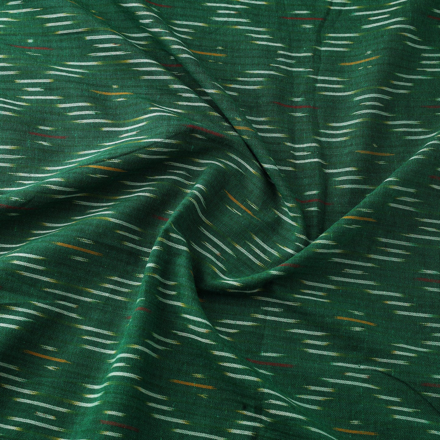 Green Cotton Pochampally Ikat Fabric