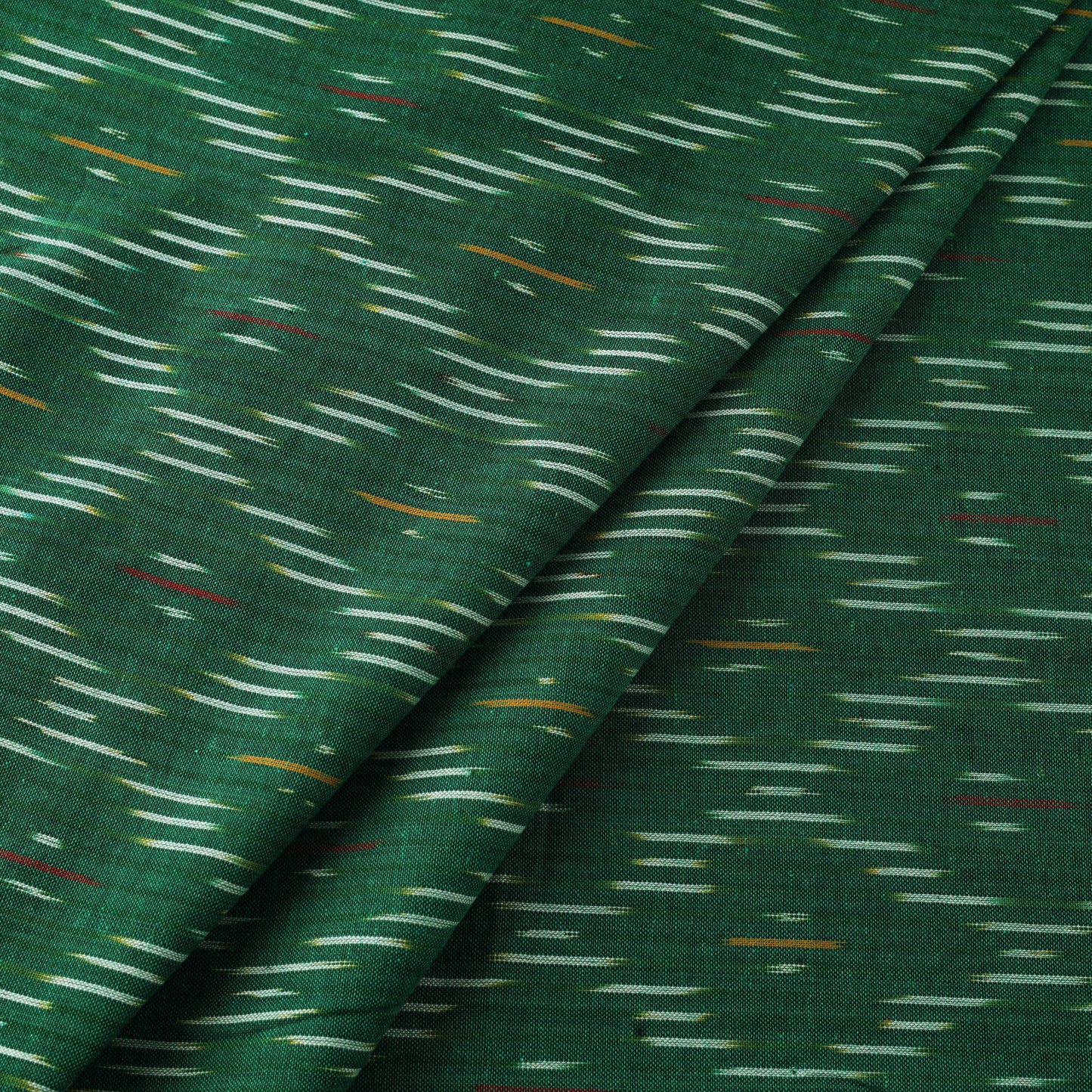 Green Cotton Pochampally Ikat Fabric