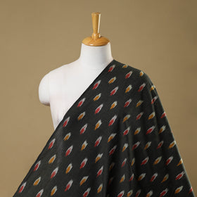 Black Cotton Pochampally Ikat Fabric 