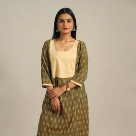 Green Cotton Pochampally Ikat Kurta Set (Set of 2)