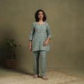 Green Cotton Pochampally Ikat Night Suit Set