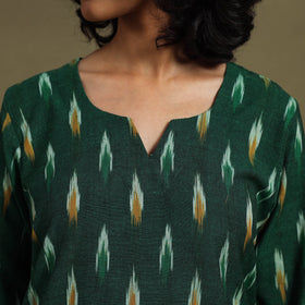 Green Cotton Pochampally Ikat Night Suit Set
