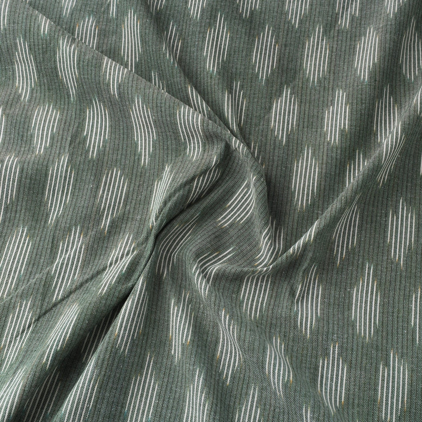 Green Handloom Cotton Pochampally Weave Ikat Fabric