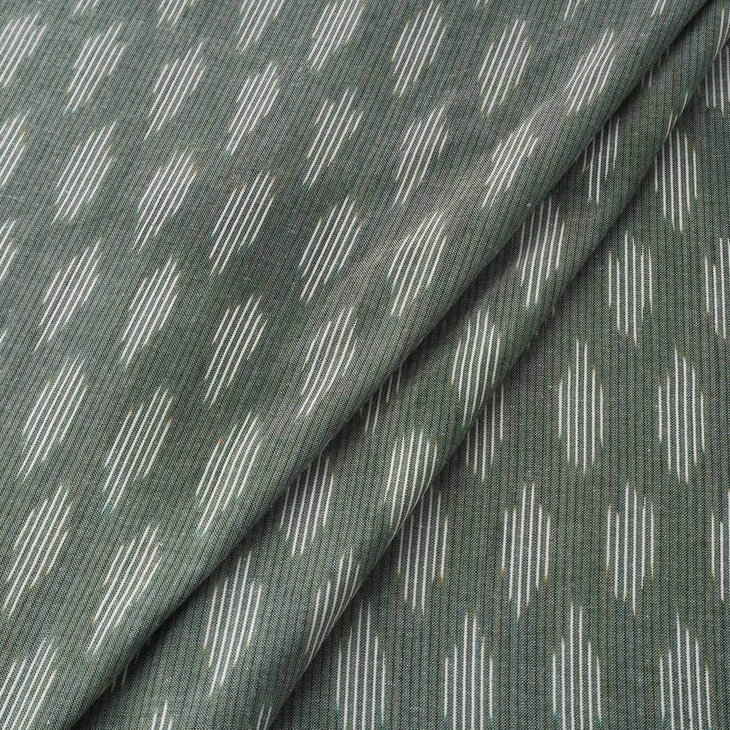 Green Handloom Cotton Pochampally Weave Ikat Fabric