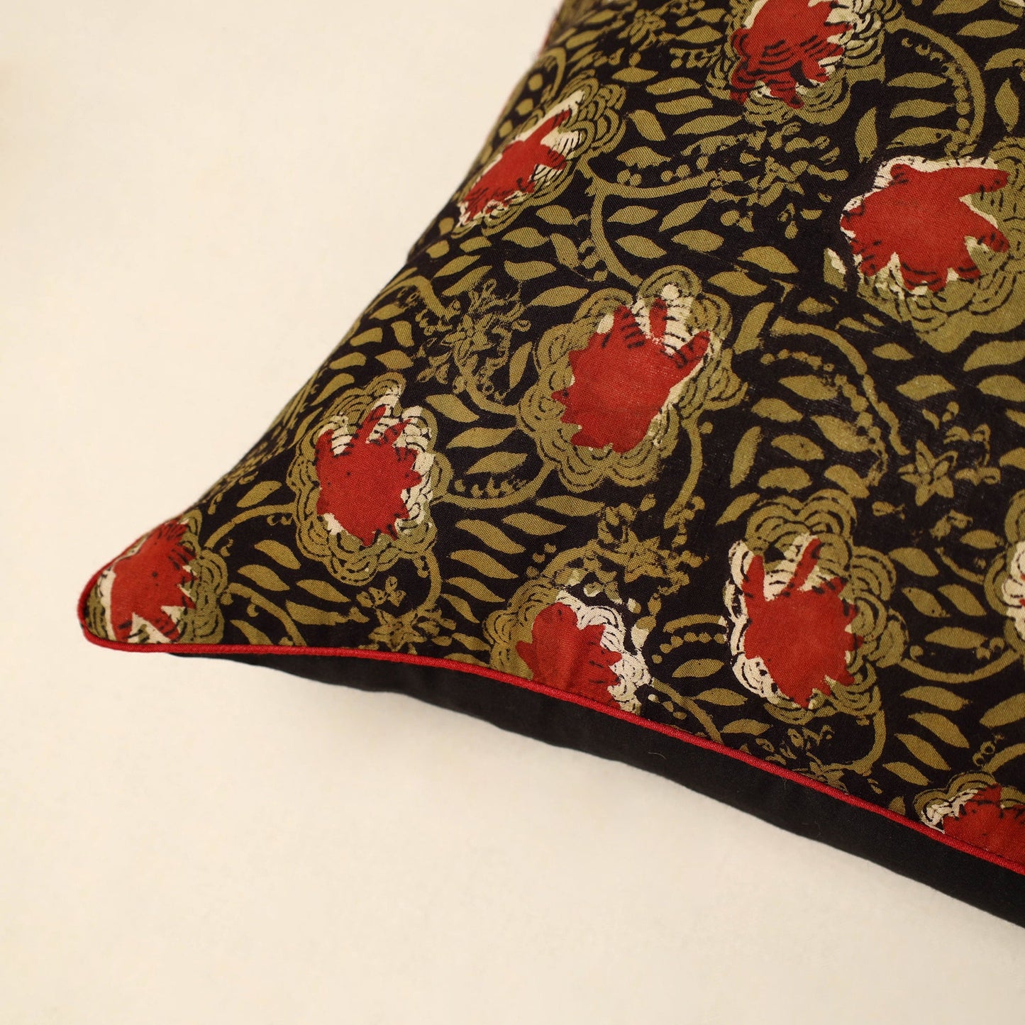 Cotton Block Printed Bagru Cushion Cover (16 x 16 in) 20