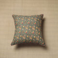 Green - cotton printed kalamkari cushion cover (16 x 16 in)