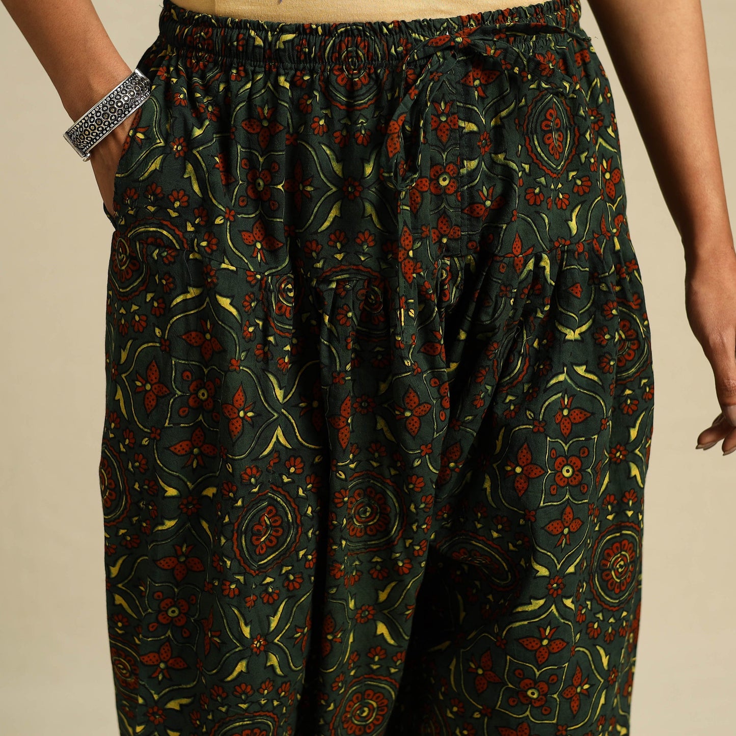 Green Block Print Cotton Ajrakh Salwar