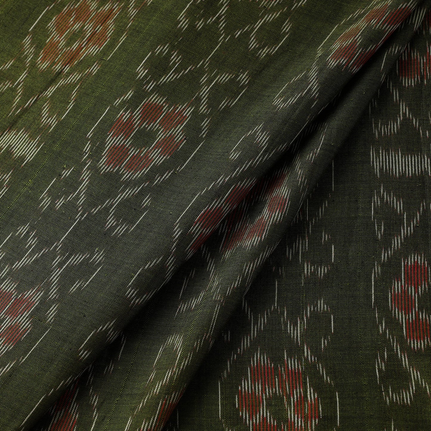 Green - cotton sambalpuri ikat fabric 07 - handcrafted
