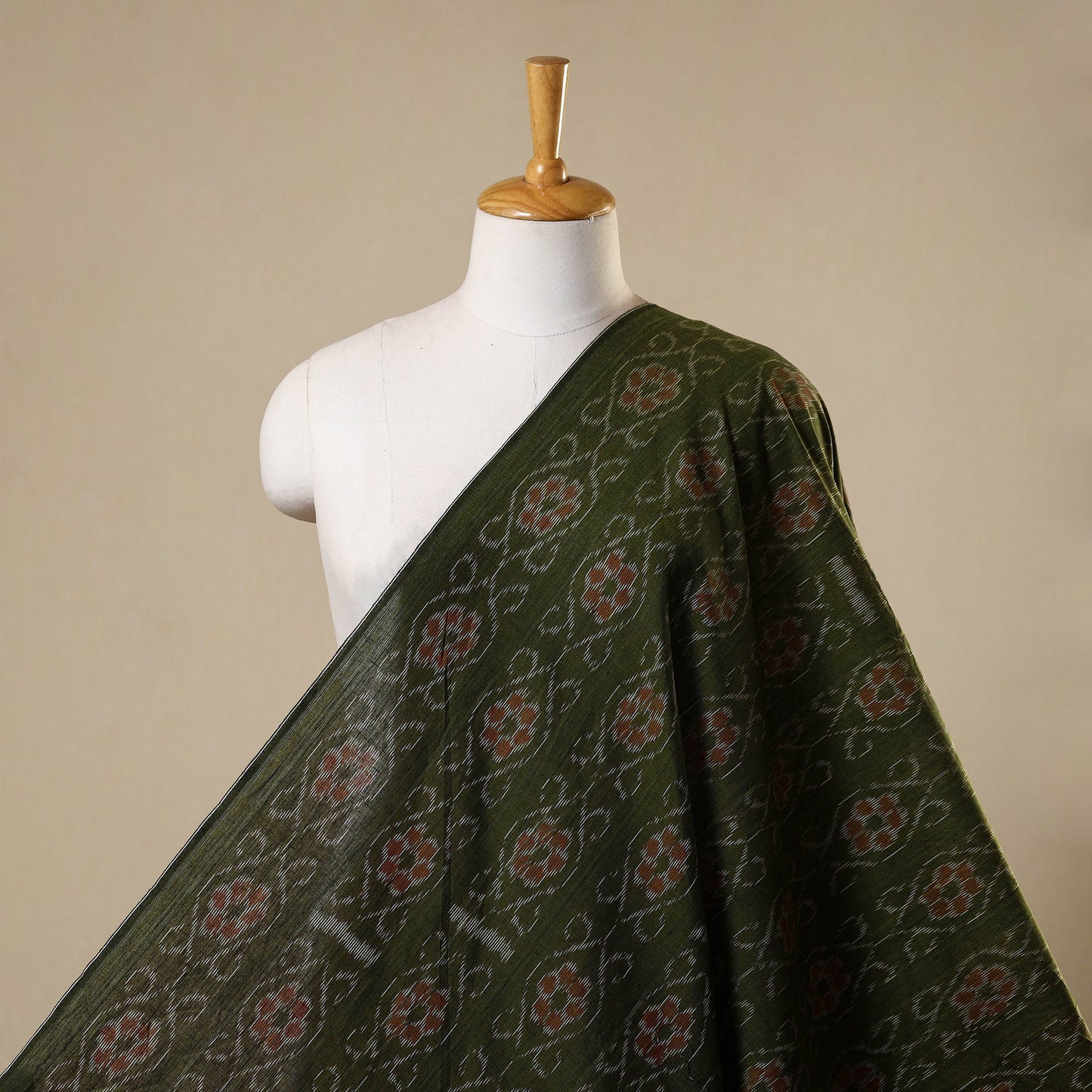 Green - cotton sambalpuri ikat fabric 07 - handcrafted