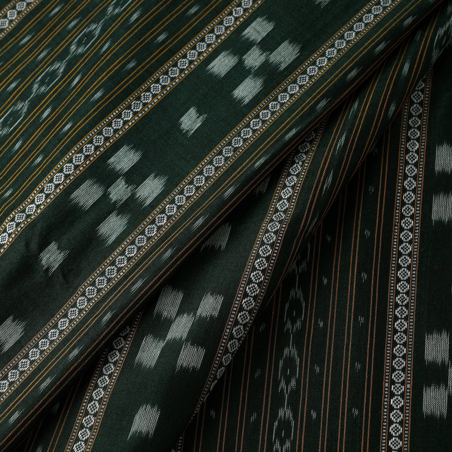 Green - cotton sambalpuri ikat fabric 19 - handcrafted