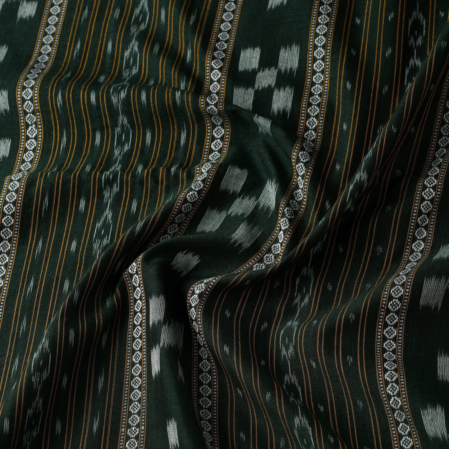 Green - cotton sambalpuri ikat fabric 19 - handcrafted
