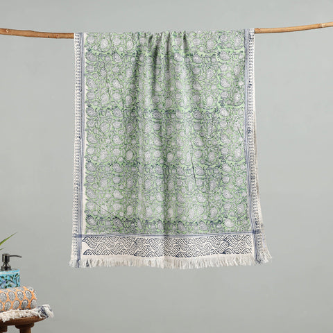 Green - cotton sanganeri towel 02 - handcrafted