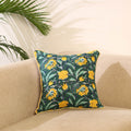 Green Block Print Cotton Sanganeri Cushion Cover