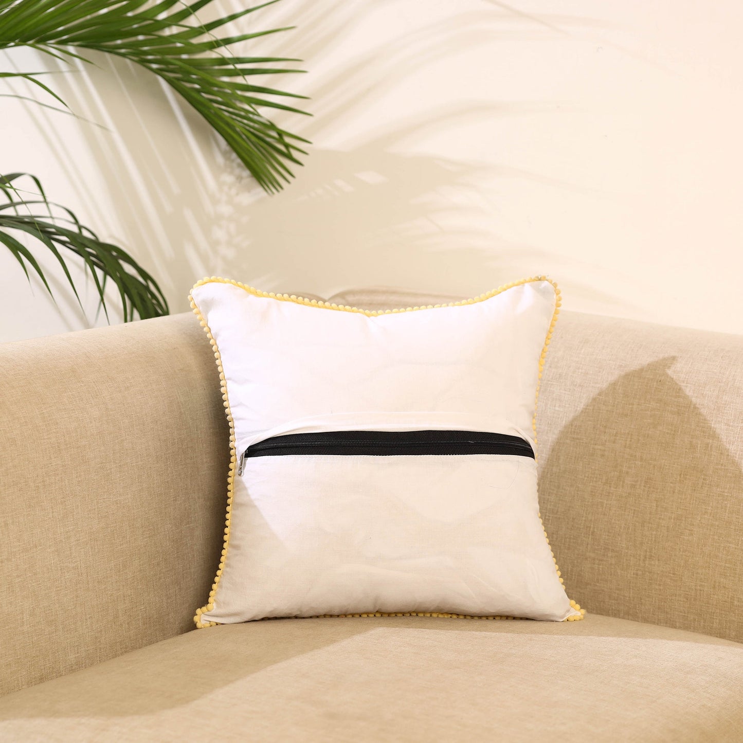 Green Block Print Cotton Sanganeri Cushion Cover