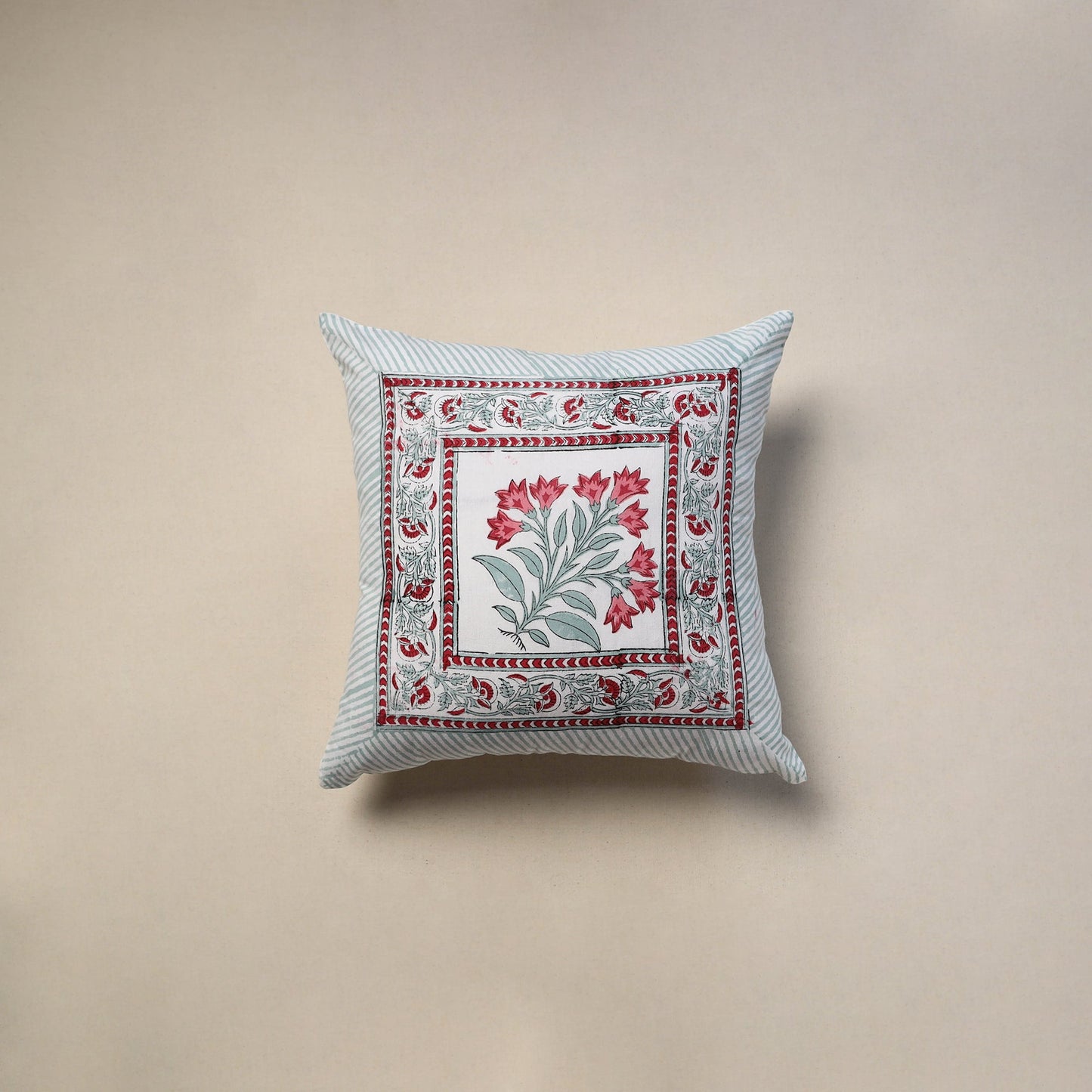 Cotton sanganeri cushion cover (16 x 16 in) 121