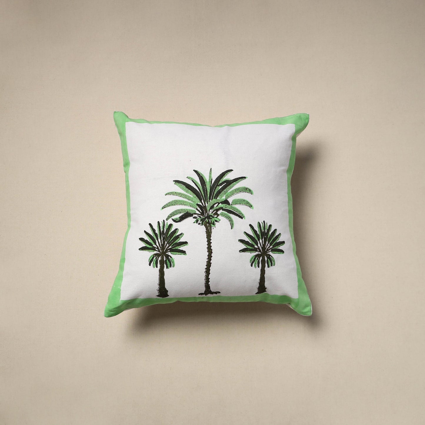 Cotton sanganeri cushion cover (16 x 16 in) 21 - handcrafted