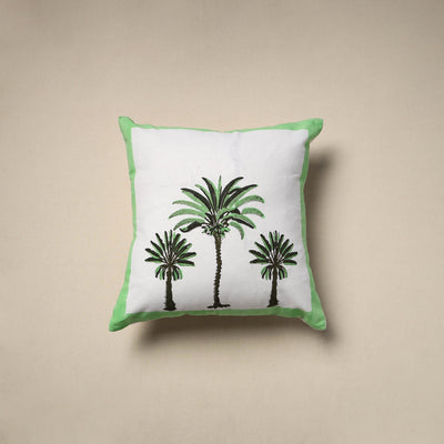 Cotton sanganeri cushion cover (16 x 16 in) 21 - handcrafted