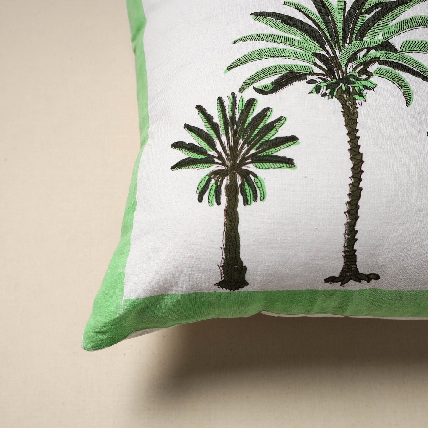 Cotton sanganeri cushion cover (16 x 16 in) 21 - handcrafted