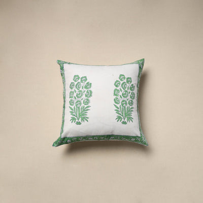 Cotton sanganeri cushion cover (16 x 16 in) 30 - handcrafted