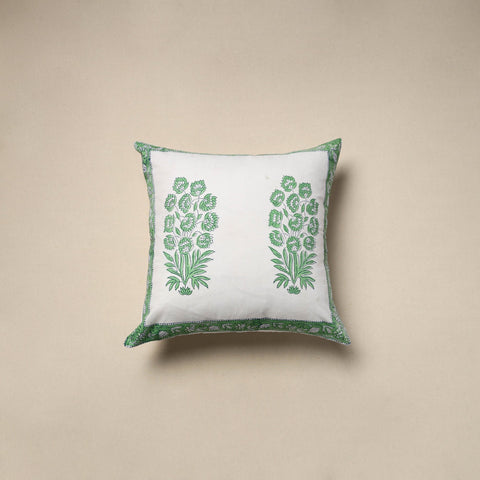 Cotton sanganeri cushion cover (16 x 16 in) 30 - handcrafted
