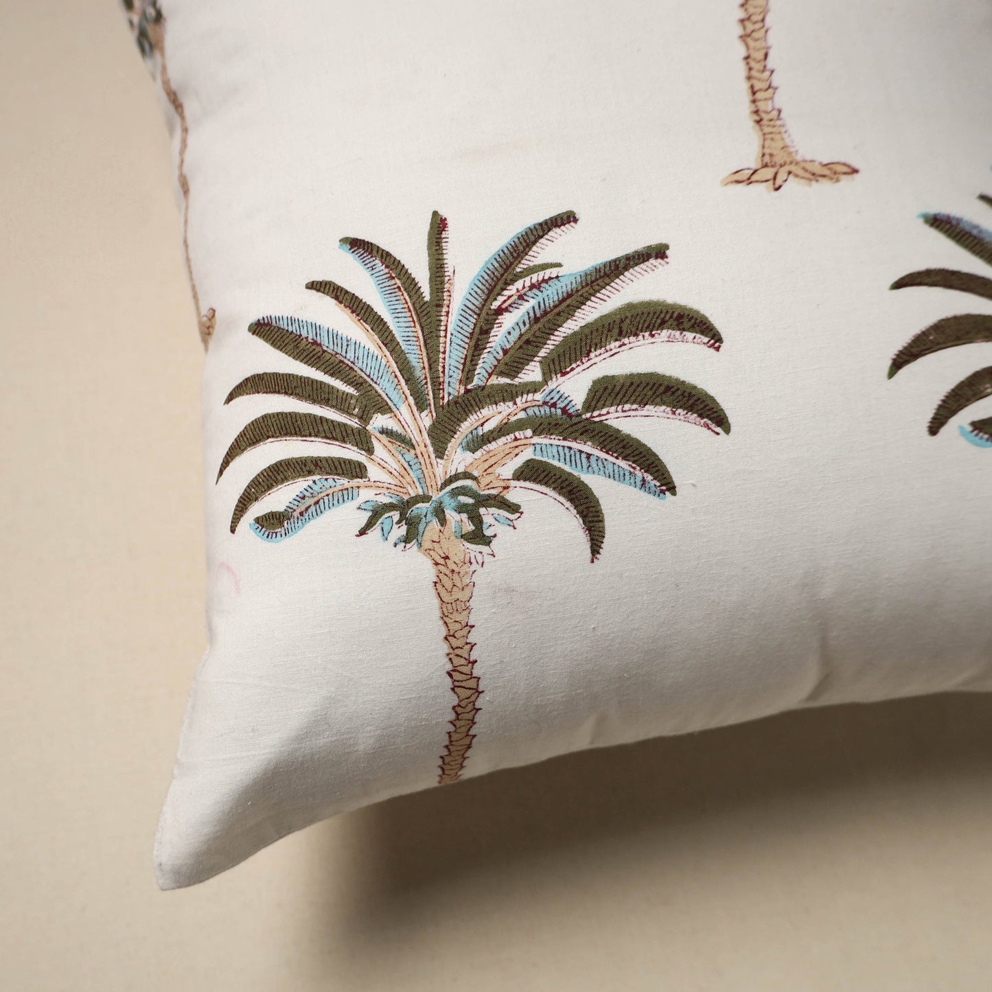 Cotton sanganeri cushion cover (16 x 16 in) 69 - handcrafted