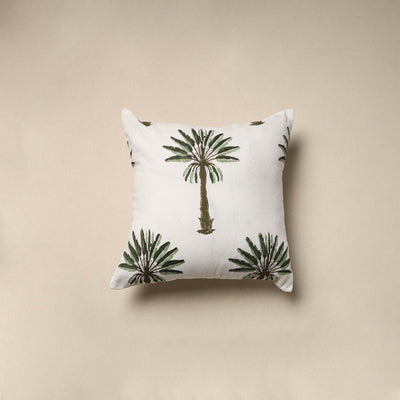 Cotton sanganeri cushion cover (16 x 16 in) 70 - handcrafted