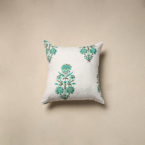 Cotton sanganeri cushion cover (16 x 16 in) 83 - handcrafted