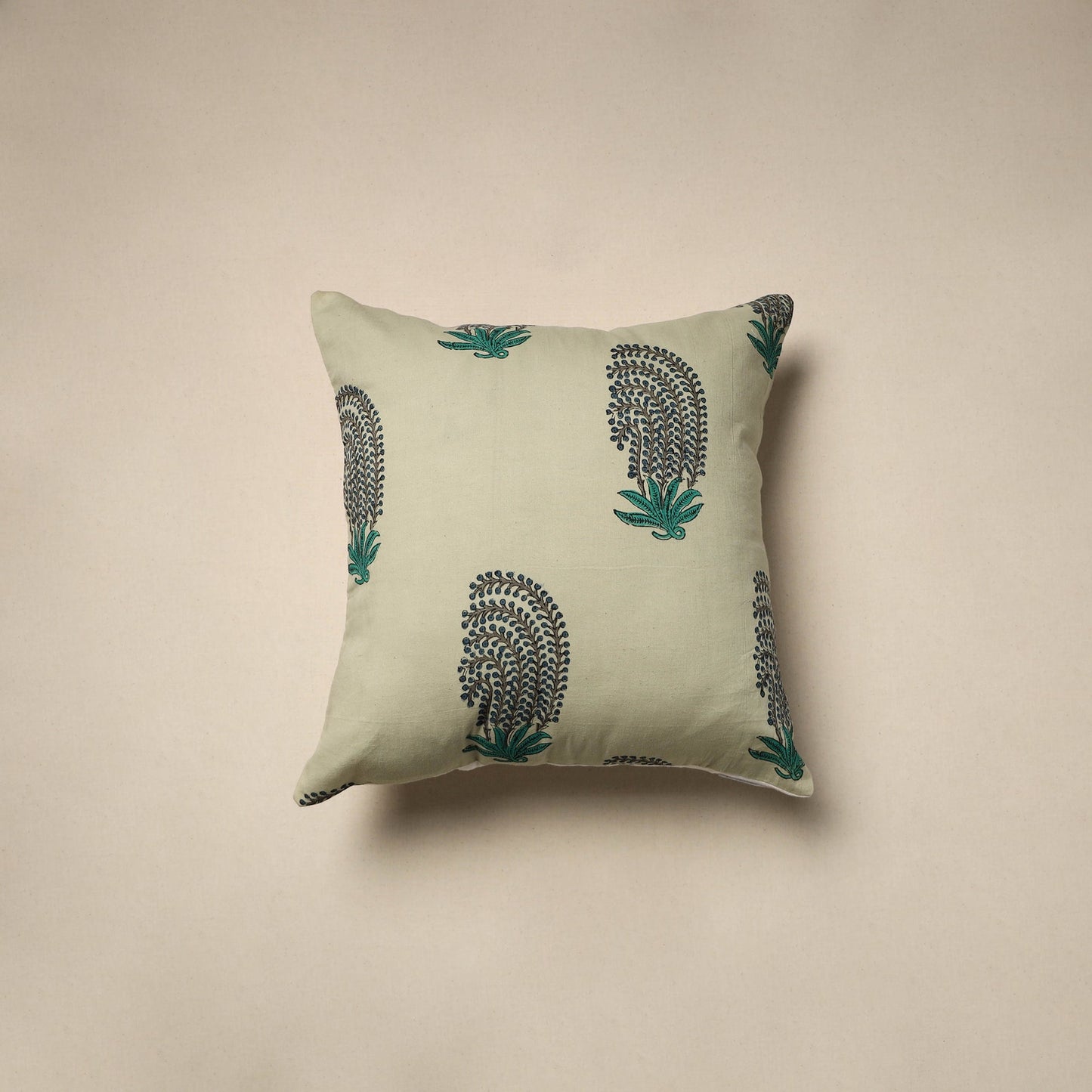 Cotton sanganeri cushion cover (16 x 16 in) 86 - handcrafted