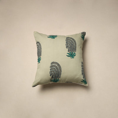 Cotton sanganeri cushion cover (16 x 16 in) 86 - handcrafted
