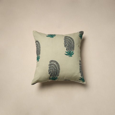 Cotton sanganeri cushion cover (16 x 16 in) 86 - handcrafted