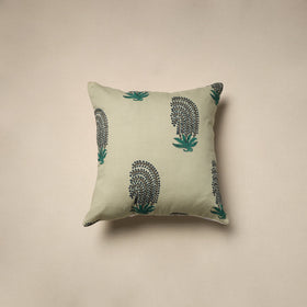 Cotton sanganeri cushion cover (16 x 16 in) 86 - handcrafted