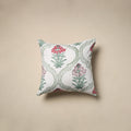 Cotton sanganeri cushion cover (16 x 16 in) 99 - handcrafted