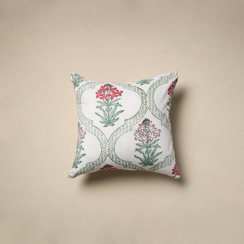 Cotton sanganeri cushion cover (16 x 16 in) 99 - handcrafted
