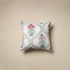 Cotton sanganeri cushion cover (16 x 16 in) 99 - handcrafted