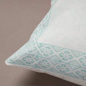 Green Block Print Cotton Sanganeri Cushion Cover